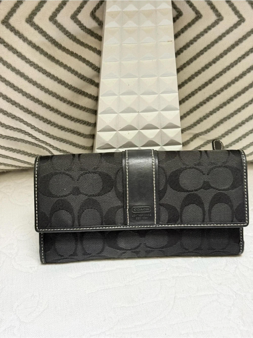 Coach Y2K Black Signature Fold-Over Continental Wallet